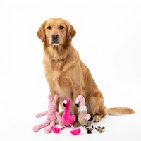 Promotion en stock : Pack de jouets interactifs pour chien, jouets à mâcher couineurs en peluche tricotée, motifs lapin amusant et flamant rose