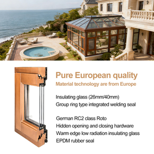 Gotische Bogenfenster Aluminium-Holz-Verbundfenster mit Edelstahlgitter, Horizontaler Lamellenverkleidung und Niedrig-Emissionsglas - Product Image 3
