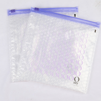 Élégants sac à bulles en plastique, avec fermeture éclair, pour maquillage, cosmétiques, nouveau, 8.5X 7, avec curseur violet