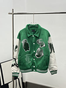 Designer samenwerking honkbal leren mouw wollen body borduurwerk patch streetwear hop casual jas - Product Image 6