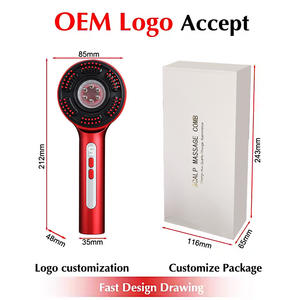 XBH 2025 مشط تدليك فروة الرأس لعلاج تساقط الشعر بتقنية التيار الجزئي الجديد أحمر وأزرق من أجهزة تدليك فروة الرأس - Product Image 2