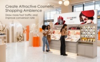 Maßgefertigtes Modernes Luxus-Kosmetik-Displayregal mit Gehärteten Glasregalen LED-Beleuchtung Metallkonstruktion