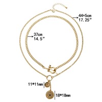 Nouveaux accessoires de mode personnalisés, collier multi-chaînes pour femme avec pendentif œil de diamant et boucle de selle plaqué or, chaîne cubaine