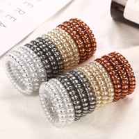 Vente en gros d'élastiques à cheveux en spirale sans couture pour femmes, bandeaux en métal pour queue de cheval, accessoires pour cheveux de femmes