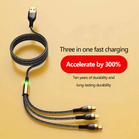 Câble de charge rapide 3-en-1 transparent tressé 100W compatible avec les appareils Apple, Huawei, iOS, USB Type-C