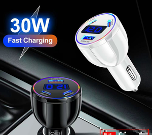 USB+Tipo-C PD 2.0 QC3. Cargador de Coche de Carga Rápida con Pantalla LED <span class=keywords><strong>Digital</strong></span>, Compatible con Portátiles, Material de PC Ignífugo - Product Image 4