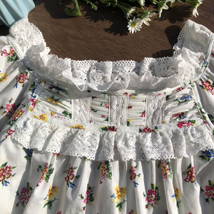 Blusa Babydoll de Verano para Mujer, Estilo Francés Vintage, con Encaje, Cuello Cuadrado, Manga Corta Abullonada, Estampado Floral, ODM - Product Image 5