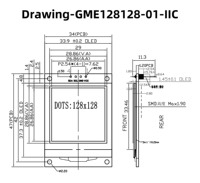 Módulo de pantalla OLED blanca de 1,5 pulgadas GME128128-01-IIC, IC SH1107, resolución de 128x128, interfaz I2C, conector de 4 pines