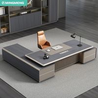 Ensemble de mobilier de bureau moderne et luxueux Bureau de direction en L et chaises Table et chaises de bureau en bois Bureau de PDG