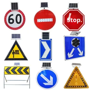 Señal <span class=keywords><strong>de</strong></span> Tráfico <span class=keywords><strong>de</strong></span> Advertencia para Carreteras con Luces LED Intermitentes, Alimentada por Energía Solar, Placa <span class=keywords><strong>de</strong></span> Aluminio, Personalizable, Grado Retroreflectante, Venta al Por Mayor del Fabricante - Product Image 4