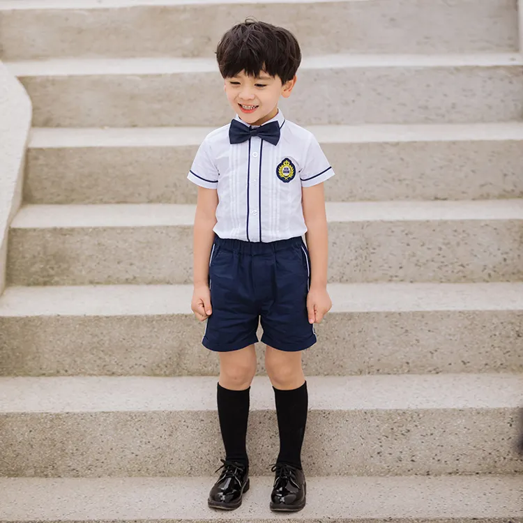 Benutzerdefinierte Schuluniform Jungen Pullover und Hosen Set Schule Kleidung