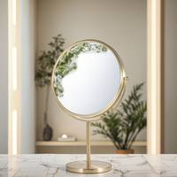 Miroir de bureau portable double face, design rond personnalisé pour le maquillage et les passionnés de beauté, cadeau idéal avec logo gravé à chaud