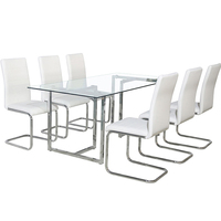 Ensemble de table à manger en verre, meubles simples et modernes, économie d'espace, salle à manger, pieds en métal