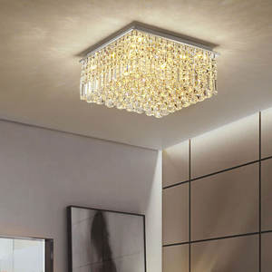 Salon atmosphérique lampe de luxe lustres en cristal rectangulaires carrés luminaires modernes plafonnier - Product Image 3