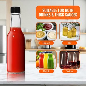 Oferta Especial: Botellas <span class=keywords><strong>de</strong></span> <span class=keywords><strong>Vidrio</strong></span> Transparente <span class=keywords><strong>de</strong></span> 3oz, 5oz, 150ml y 8oz para Salsas Picantes, Ensaladas, Tomate, Kétchup y Salsa <span class=keywords><strong>de</strong></span> Soja - Product Image 5