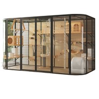 Villa pour chat surdimensionnée, moderne et classique, en verre et fer, 320 cm, pliable, écologique, DIY, arbre à chat multi-niveaux avec griffoir en sisal