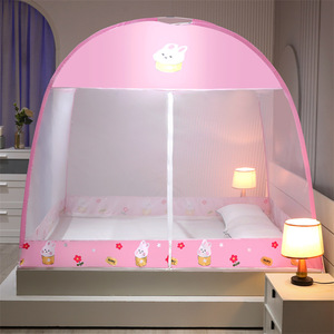 <span class=keywords><strong>Moustiquaire</strong></span> pliable double porte zippée style yourte pour l'été, idéale pour dortoirs étudiants, sans assemblage requis, pour usage domestique et enfants. - Product Image 2