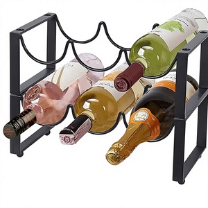 Porte-vin en métal moderne, capacité de 6 bouteilles, design minimaliste, meuble de présentation pour la maison - Product Image 4
