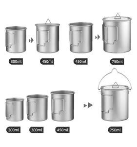 Taza de Titanio para <span class=keywords><strong>Camping</strong></span>, 200ml-750ml, Vajilla Turística, Utensilios de Picnic, Equipo de Cocina para Exteriores, Set de Cocina para Viajes - Product Image 4