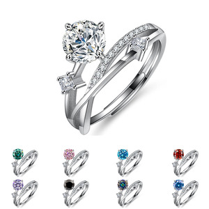 Bague en argent sterling S925 avec diamant Star River à quatre griffes et moissanite VVS de 1,0 ct, bague de mariage élégante et luxueuse - Product Image 1