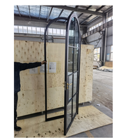 Porte de balcon française HOTIAN en fer forgé noir, porte battante Crittall, fenêtres et portes en acier et verre