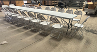 Ensemble table et chaises pliantes modernes en plastique blanc pour parcs, événements extérieurs, fêtes et jardins