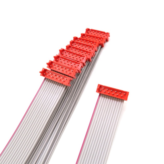 YZlink Factory Custom Affordable Red 1.27mm Micro Connector 14pin IDC Cables PVC 28AWG Flat Cable