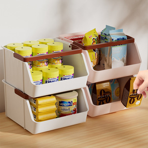 Stackable Plastic Storage <b>Bins</b> With Large Opening For Office Tea Coffee Snacks Organizer Desktop Drawer Organizer White - Product Image 1