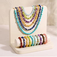 Collar de Cadena para Clavícula de Acero Inoxidable de Nuevo Diseño para Mujer, con Cuentas de Piedra Natural de Colores y un Colgante