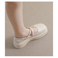 Chaussures Mary Jane en gros à bout rond avec bride croisée et boucle, talons compensés, style preppy pour femmes, confort et soutien, OEM ODM