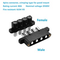 Connecteur d'alimentation/câblage industriel 6 mm à 4 broches, mâle/femelle, anti-erreur, codé, anti-malconnexion, PC 500 V, cuivre argenté