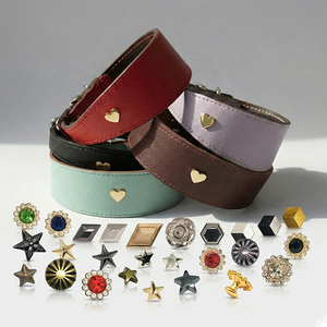 Luxuriöses, Breites Windhund-Halsband- und Leinen-Set aus Leder mit Herz-Dekor, 55mm Gepolstertes Haustierhalsband für Große Hunde Training - Product Image 1