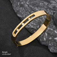 Bracelet ovale en acier inoxydable plaqué or 18 carats PVD, couleur électrolytique, diamant, style vintage, haut de gamme, polyvalent, par un fabricant de bijoux