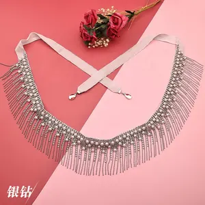 SHE DANCES Oriental Belly Dance Accessories Super Bling Rhinestone Pearl Fringe Waist Chain Belts for Adults Belly Dancers
