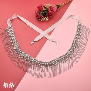 SHE DANCES <span class=keywords><strong>Accessoires</strong></span> de <span class=keywords><strong>danse</strong></span> du ventre <span class=keywords><strong>orientale</strong></span> Super Bling strass perle frange taille chaîne ceintures pour adultes danseurs du ventre - Product Image 1