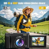 Caméscope Professionnel 4K Haute Qualité avec Écran IPS Rotatif, Caméra CMOS, Carte Mémoire, Zoom Optique 16x, Lampe LED d'Appoint, Fabriqué en Chine