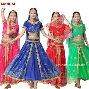 Festival princesa Noble jazmín disfraz indio danza del vientre velo <span class=keywords><strong>Top</strong></span> pantalones accesorios conjunto árabe Halloween Cosplay Bollywood - Product Image 1