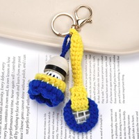 Porte-clés créatifs en forme de raquettes de badminton au crochet, style mignon, faits à la main, ornements pour couples, objets décoratifs pour sacs d'école