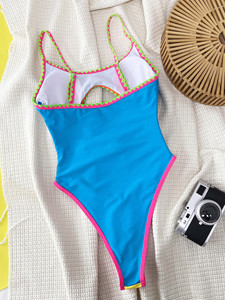 Traje de Baño Viviblook Z309ST03 para Mujer, Nuevo Bikini Sexy de Verano para Vacaciones, con Bloques de Color y Tirantes Huecos, Traje de Baño de Una Pieza - Product Image 5