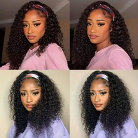 Cabelos cheveux brésiliens luxe colle moins bandeau perruques cheveux humains vague profonde couleur naturelle 180% densité bandeau perruque