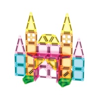Juego de Bloques Magnéticos de Construcción para Niños, con Ventana de Colores, en Caja de Plástico Portátil, Mini Bloques de 3.75cm, Juguete de Ensamblaje para 4-6 Años