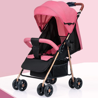 Poussette bébé légère en métal pour les voyages en plein air, enfants de 0 à 3 ans, cadre en acier inoxydable, capacité de charge de 20 kg, luxe en lin et coton