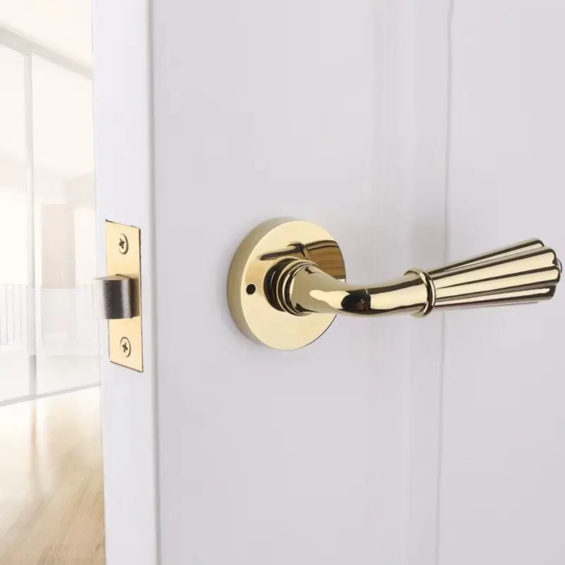 New Arrival Golden Black Zinc Alloy Silent Security Hotel Bedroom Wooden Door Split Lock Handle