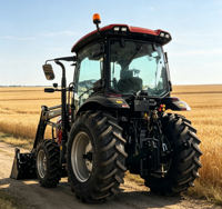 Tracteur agricole HANYE 75HP 4x4 avec moteur diesel Yunnei, chargeur frontal, climatisation, cabine, longue durée de vie, haute performance