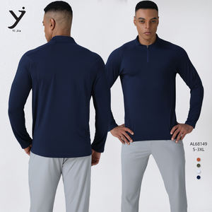 Camiseta Deportiva de Manga Larga con Media Cremallera de Secado Rápido y Alto Rendimiento, MOQ Pequeño, al por Mayor, Camiseta Deportiva Transpirable para Hombre - Product Image 1