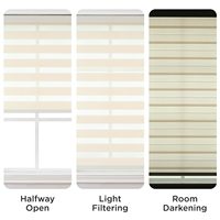 Stores zébrés sans fil à double couche Contrôle de la lumière Couvercle en aluminium résistant à la lumière Abat-jour à rouleau à arrêt libre Motif vertical pour fenêtres