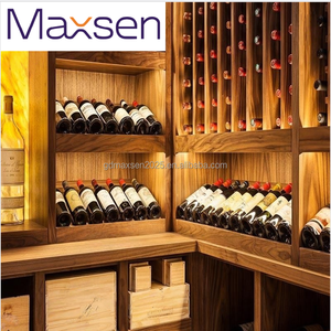 خزانة نبيذ أفقية بتصميم عتيق مع رف خشبي للنبيذ وعرض للتخزين - Product Image 5