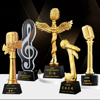 Trophée de musique en résine personnalisé pas cher, trophée en cristal de microphone en métal pour les événements, cadeaux