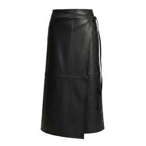 Jupes plissées mini en cuir véritable satiné brodé respirant style vintage Fazmax pour femmes, taille naturelle, couleur noire, grandes tailles - Product Image 1