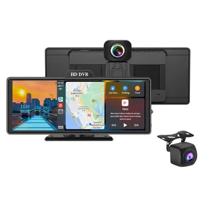 10.26 polegada Portátil Carplay Android Auto Câmera Traseira Tela do Monitor 4k Traço Cam DVR Carro Estéreo Rádio BT GPS FM